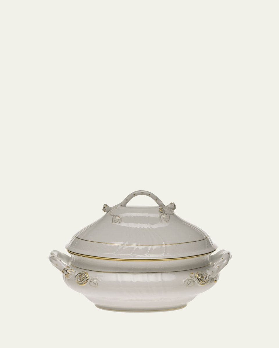 Golden Edge Tureen with Branch Handle